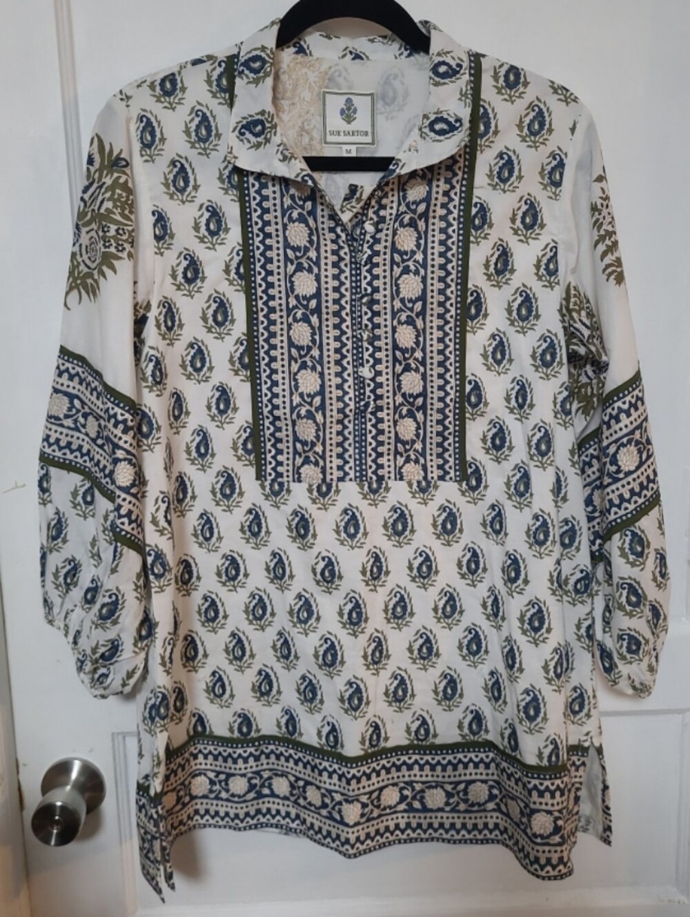 Sue Sartor Cotton Patchwork Paisley Tunic Medium Boho